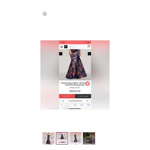 Floral Navy Feriani Couture size 12 evening gown - Picture 4 of 4